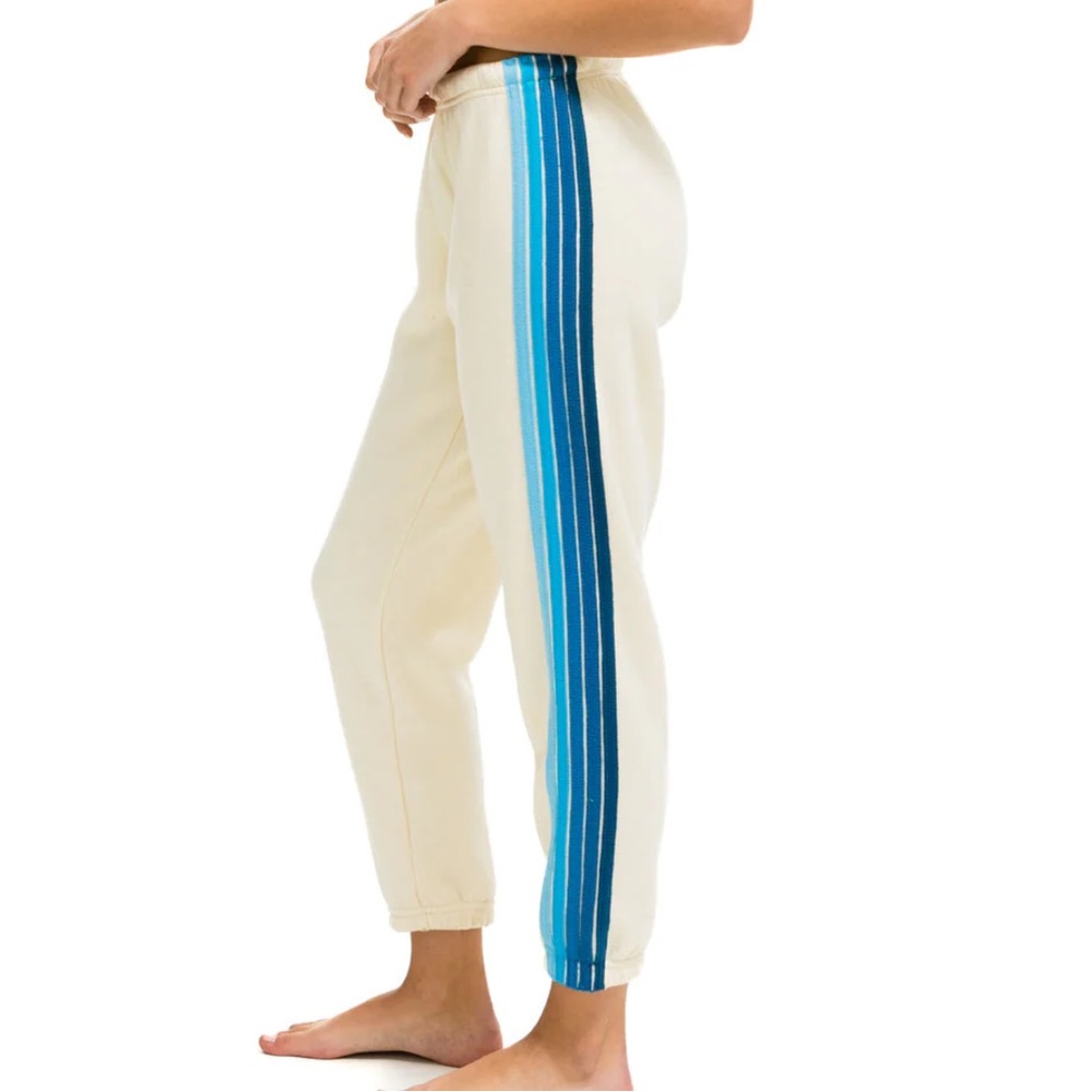 Aviator Nation 5 Stripe Sweatpants- Vintage White// Blue